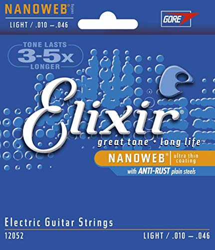 Cuerdas para guitarra eléctrica Elixir Strings con recubrimiento NANOWEB, calibre ligero (.010-.046)