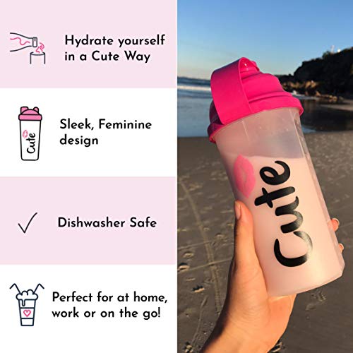 Cute Nutrition Shaker coctelera negra para mujer 700ml Duradero de alta calidad y sin BPA