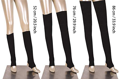 DANCEYOU 76cm Mujeres Calentadores la Pierna de Baile Yoga Ballet Calcetines de Otoño Invierno Calcetines la Pierna Largos de Punto sin Base, Negro