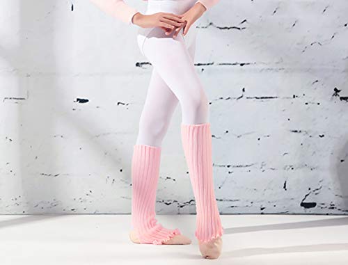 DANCEYOU Calentador de Piernas para Niña Calcetines la Pierna Calentadores de Punto Encima de la Rodilla Hasta el Muslo para Mujer Niña Danza Yoga, Rosa