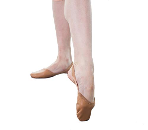 DANCEYOU Punteras Gimnasia Ritmica Zapatillas Media Suela de Cuero Antideslizantes y Duraderas para Ballet Danza del Vientre Jazz Yoga Danza Moderna, Marrón L