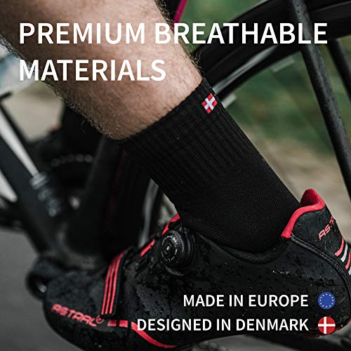 DANISH ENDURANCE Calcetines de Ciclismo para Hombres y Mujeres, Paquete de 3 Calcetines de Bicicleta Transpirables hasta el Tobillo (Negro, EU 43-47)