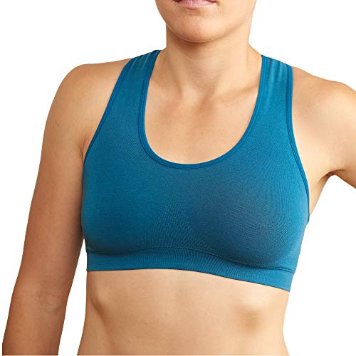 DANISH ENDURANCE Sujetador de Bambú para Mujer, sin Costuras, cómodo Sujetador de Yoga sin Aros y con Almohadillas Extraíbles, Pack de 1 (Azul, Medium/Large)