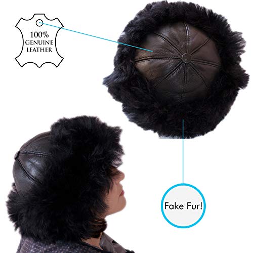 Dazoriginal Ushanka Mujer Piel Gorro Ruso Invierno Boina Cuero Sombrero Punto