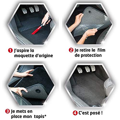 DBS Alfombrillas de Coche - A Medida - Alfombrillas para Coche - 3 uds. - Antideslizante - Moqueta en Negro 900 g/m² - Aspecto Terciopelo - Modelo Star - 1763202