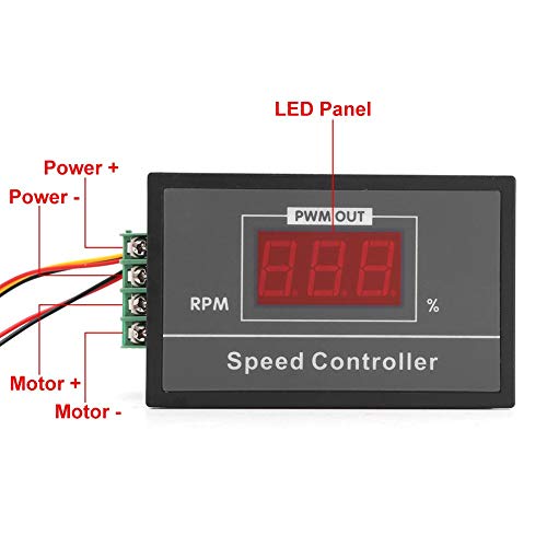 DC 6-60V 12V 24V 36V 48V 30A PWM Controlador de Velocidad del Motor de CC (PWM), con Interruptor y Display, Digital for se Utiliza para Controlar el Funcionamiento, Normal del Motor