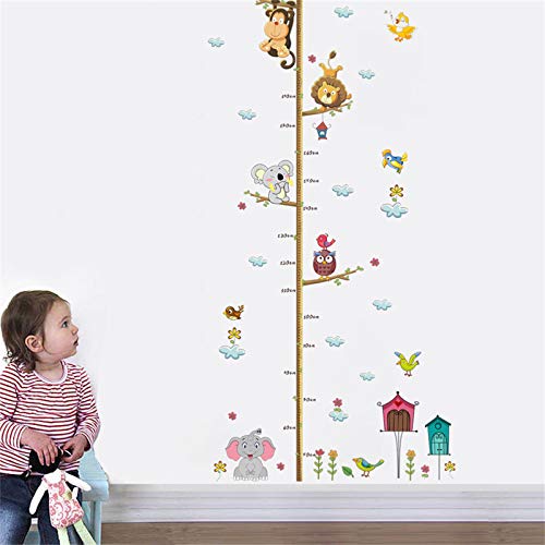 decalmile Animales Gráfica de Altura Pegatinas de Pared Elefante Mono Vinilos Decorativos Salón Guardería Habitación Infantiles Niños Bebés Dormitorio