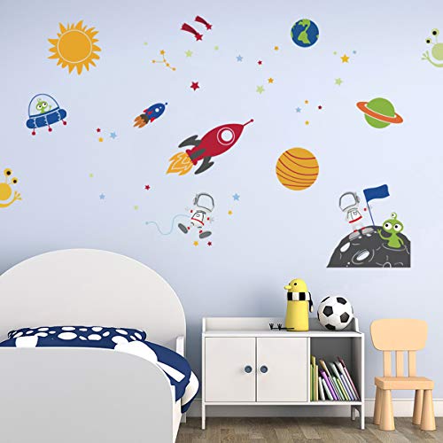 decalmile Espacio Exterior Estrellas Planetas Pegatinas de Pared Decoración Infantil de Pared Vinilos Decorativos Habitación Infantiles Guardería Niños Bebés Dormitorios