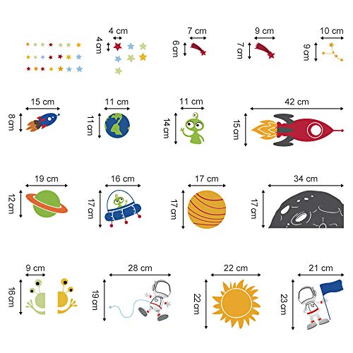 decalmile Espacio Exterior Estrellas Planetas Pegatinas de Pared Decoración Infantil de Pared Vinilos Decorativos Habitación Infantiles Guardería Niños Bebés Dormitorios