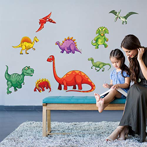 decalmile Pegatinas de Pared Dinosaurio Colorido Vinilos Decorativos para Niños Adhesivos Pared para Habitacion Bebés Guardería Dormitorio