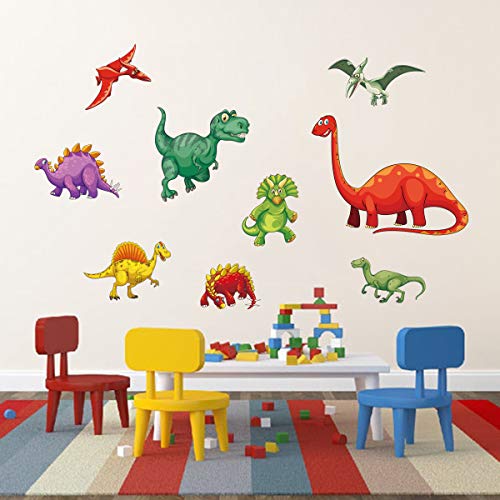 decalmile Pegatinas de Pared Dinosaurio Colorido Vinilos Decorativos para Niños Adhesivos Pared para Habitacion Bebés Guardería Dormitorio