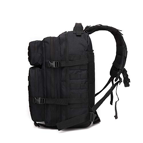 Delgeo Mochila Táctica 45L Gran Capacidad Múltiples Bolsillos Mochila Crossfit Nylon 900D Impermeable Mochila para Hombre y Mujer Mochila Senderismo, Acampada, Montañismo y más - Negro