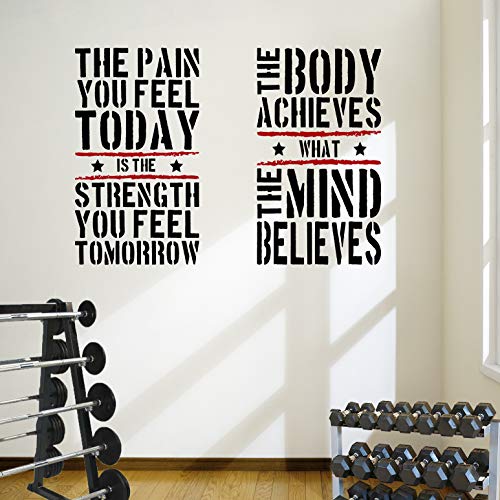 DesignDivil 2 adhesivos de pared grandes para gimnasio en casa, gimnasio y fitness, con citas saludables, excelente valor.