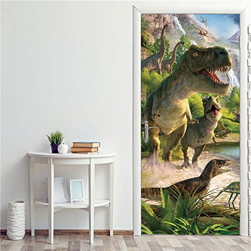 DFKJ Papel Pintado Autoadhesivo de Flamenco, Pegatina de Puerta de Animales de Dibujos Animados Bonitos, decoración del hogar, póster Impermeable, calcomanía Mural A23 95x215cm