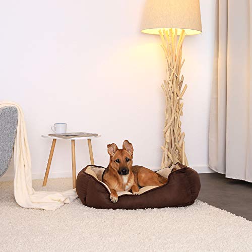 Dibea Cama Perros 2 en 1 cojín Perros sofá Perros (M) 80 x 60 cm marrón/Beige