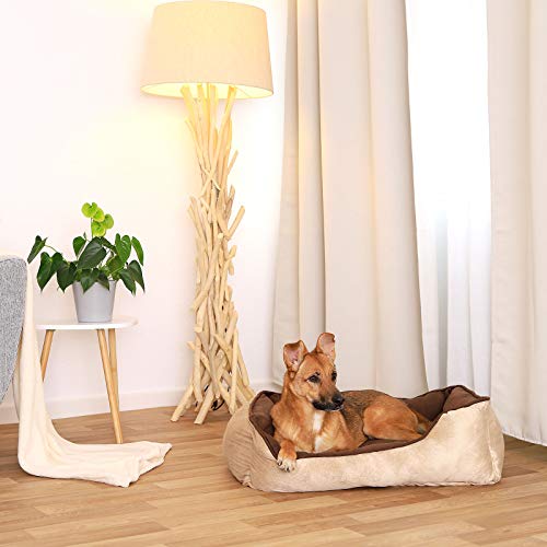 Dibea Cama Perros 2 en 1 cojín Perros sofá Perros (M) 80 x 60 cm marrón/Beige