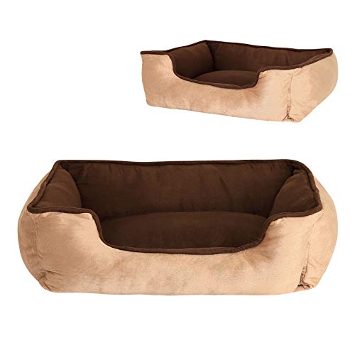 Dibea Cama Perros 2 en 1 cojín Perros sofá Perros (M) 80 x 60 cm marrón/Beige