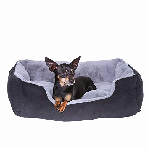 dibea Cama perros cojín perros cesta perros con cojín tamaño (M) 60x48 cm gris/negro