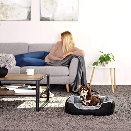 dibea Cama perros cojín perros cesta perros con cojín tamaño (M) 60x48 cm gris/negro