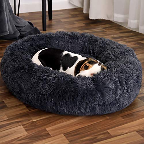 Dibea Cama Perros Redonda cojín Gatos sofá para Perros Donut Ø 60 cm (L) Gris Oscuro