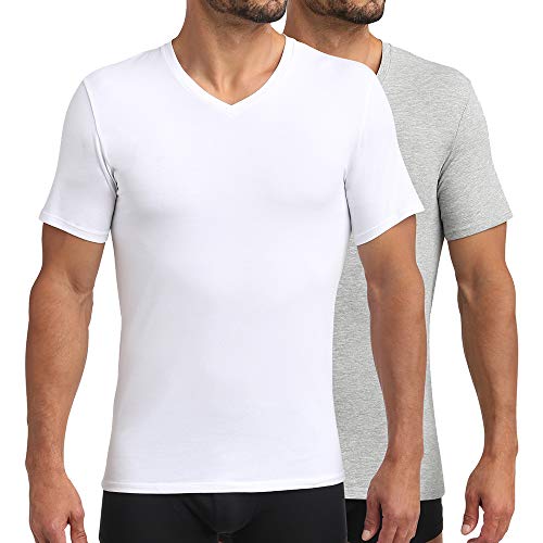 Dim T-Shirt Green Bio Ecosmart X2 Camiseta Interior, Blanc/Gris Perle, XL para Hombre