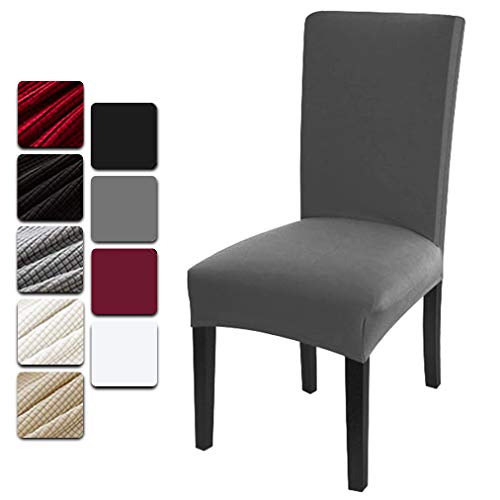 Dioxide Fundas para Sillas Pack de 4 Fundas Sillas Comedor, Fundas Elásticas Chair Covers Lavables Desmontables Cubiertas para Sillas Muy Fácil de Limpiar Duradera (Gris,4)