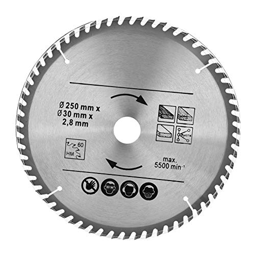 Disco de Hoja de Sierra Circular, Juego de 2 piezas Hoja de Sierra de Aleación de Carbono para Madera, 250 mm x 30 mm