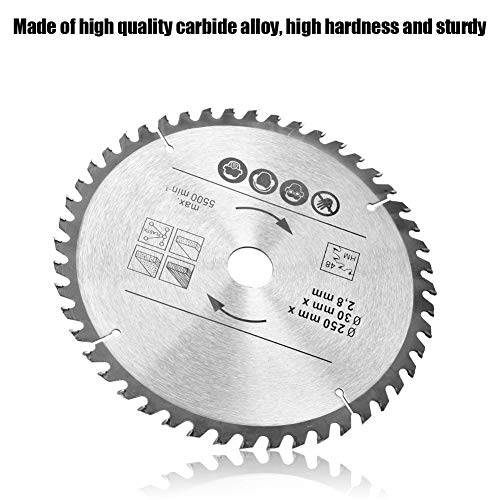 Disco de Hoja de Sierra Circular, Juego de 2 piezas Hoja de Sierra de Aleación de Carbono para Madera, 250 mm x 30 mm