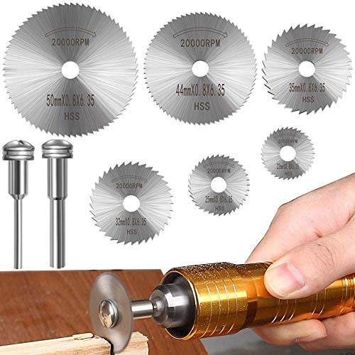 Discos de Corte para la marca Dremel, Accesorios para Herramientas Rotativas, Hojas de Disco para Taladro, Mini Hojas de Sierra Circular para Corte de Madera, Plástico y Metal (8 piezas)