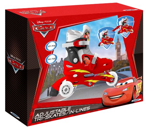 Disney J892301 Cars 2-Patines en línea con 3 Ruedas (Talla Ajustable 27-29), Color Rojo