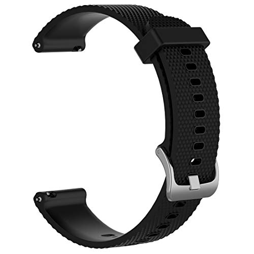 Disscool Bandas de repuesto para TicWatch C2, correa de silicona suave de 20 mm para reloj inteligente TicWatch C2 (negro/plata) Fitness smartwatch (silicona negra).