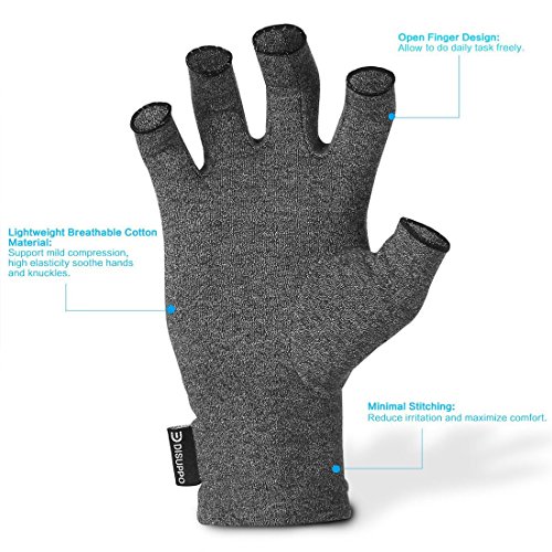 DISUPPO Guantes Compresión Anti-Artritis Hombres Mujeres Ofrecen Calor y Compresión para Ayudar a Aumentar la Circulación Reduciendo el Dolor y Promover la Sanación(Gris, M)