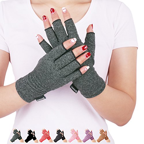 DISUPPO Guantes Compresión Anti-Artritis Hombres Mujeres Ofrecen Calor y Compresión para Ayudar a Aumentar la Circulación Reduciendo el Dolor y Promover la Sanación(Gris, M)