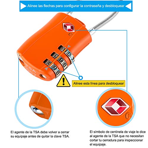 Diyife TSA Equipaje Locks, [2 Paquetes] 3 DíGitos Seguridad Candado, CombinacióN Candados, Bloqueo De CóDigo para Maletas Equipaje Viaje, Etc. (Naranja)