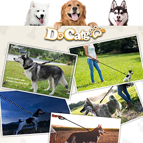 Docatgo Correa de Perro，1,5m Correas de Perros Nylon con MangoAcolchadocómodo，Roscas Altamente Reflectantes para Perros Grandes o Medianos (Negro)