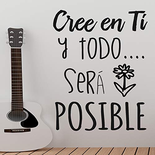 Docliick® Frase Vinilo"Cree en ti y todo será posible" Vinilos decorativos,vinilo frases motivadoras para pared. Vinilo para decorar habitaciones.Vinilos decorativos frases .DC-16089 (30x20cm)