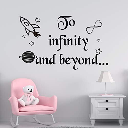 Docliick® Vinilo de pared decorativo en Inglés"TO INFINITY AND." Pegatinas de pared decorativa de frases celebres.Vinilo decorativo decoración hogar Docliick DC-115-ING