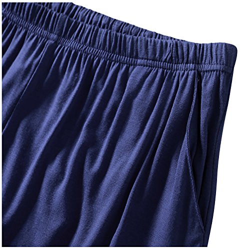 Dolamen Hombre Pantalones de Pijama Algodón Modal, Pantalones Boxeador Cortos Trunk Shorts Ropa de Dormir Cintura elástica Ajustable y Bolsillos para Dormir Tiempo Libre (XXX-Large, Azul)