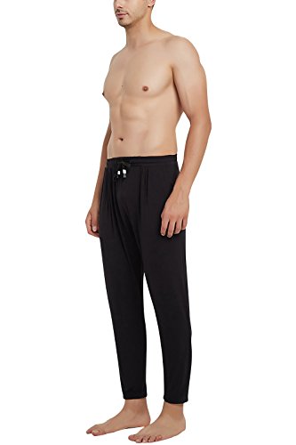 Dolamen Hombre Pantalones de Pijama Modal Algodón, 2018 Pantalones Boxeador Largo Casual Ropa de Dormir Cintura elástica Bolsillos Tiempo Libre Yoga Deportes (XXX-Large, Negro)