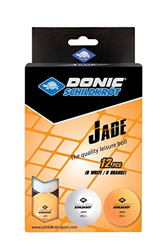 Donic Schildkröt Calidad Poly 40+, Paquete con 12 Unidades Pelota de Tenis de Mesa Jade, Blanco/Naranja, 618045