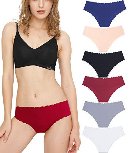 Donpapa Bragas para Mujer Pack sin Costuras Invisible Braguitas Microfibra Rayas Brief Bikini Culotte,Pack de 6 (Multicolor S)