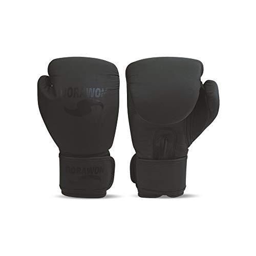 Dorawon, Guantes de Boxeo de competición de Cuero Black Talla 16 oz, Negros