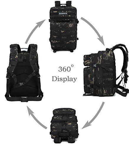 Doshwin 40L Mochila Táctica Militar Camuflaje Molle Assault Pack (CP Negro)