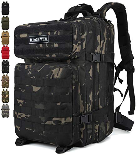 Doshwin 40L Mochila Táctica Militar Camuflaje Molle Assault Pack (CP Negro)