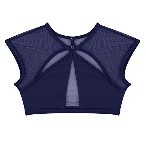 dPois 2 Piezas Traje de Danza Lírica Contemporánea para Mujer Chica Vestido Elegante de Ballet Baile Moderno Conjunto Criss Cross Crop Top + Falda Corta Irregular Fiesta Actuación Azul Marino S