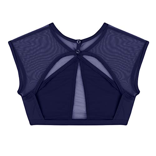 dPois 2 Piezas Traje de Danza Lírica Contemporánea para Mujer Chica Vestido Elegante de Ballet Baile Moderno Conjunto Criss Cross Crop Top + Falda Corta Irregular Fiesta Actuación Azul Marino S