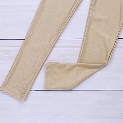 dPois Bodies de Danza Maillot Ballet Manga Larga Niñas Niños Mono Leotardo Gimnasia Ropa Deportiva Elástico Traje de Deporte Invierno Unitard Infantil Dancewear Jumpsuit 5-12 Años Beige 10-12 años