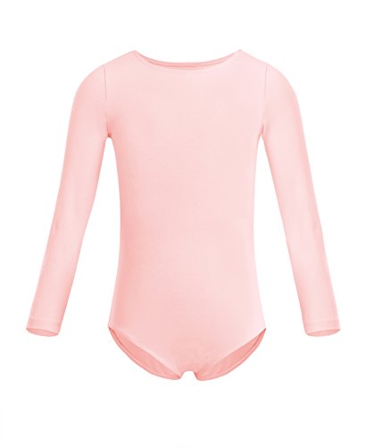 dPois Maillot Niña Ballet Gimnasia Danza Leotardo Manga Larga 2PC Disfraz Bailarina Tutú Falda Envolvente Gasa Traje de Ballet Equipamiento Básico para Niña Chica Rosa Perla 10-12 años