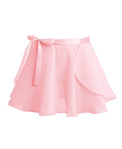 dPois Maillot Niña Ballet Gimnasia Danza Leotardo Manga Larga 2PC Disfraz Bailarina Tutú Falda Envolvente Gasa Traje de Ballet Equipamiento Básico para Niña Chica Rosa Perla 10-12 años