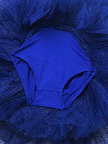 dPois Vestido de Danza Lentejuelas Niña Ropa de Ballet Maillot Leotardo con Falda Gimnasia Tutu de Fiesta Maillot Manga Corta para Niña Ballet Baile Disfraz Ballerina Bailarina Azul Marino 3-4 años